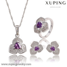 63767 Unique Ladies White Color Violet Cubic Zirconia Fashion Jewelry Set